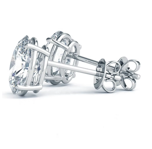 Boucles d'oreilles clous en or 14 carats avec diamant ovale classique à quatre griffes (naturel) pour les fêtes, les mariages, la mode quotidienne et les cadeaux - Product Image 3
