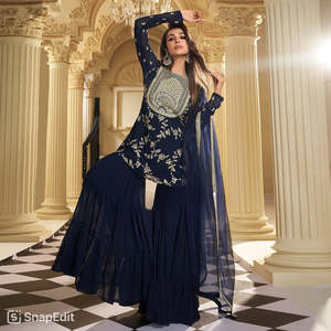 Designer Women's Party Wear Set Top Sharara Plazzo Dupatta - Product Image 1
