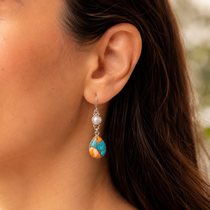 Pendientes Colgantes de Perlas y Turquesa Ostra de Alta Calidad, Plata de Ley 925, Hechos a Mano, con Piedras Preciosas, Joyería para Mujer, Regalo para Mamá - Product Image 6