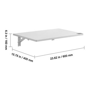Tavolo Pieghevole Moderno da Parete 60x40cm, Scrivania Salvaspazio Sospesa con Supporto in Ferro - Product Image 4