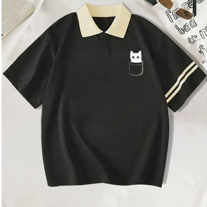 เสื้อโปโลแขนสั้นสำหรับผู้ชายเสื้อทรงบ็อกซี่เข้ารูประบายอากาศได้ดีปรับแต่งคอลายทางดีไซน์สั้นลายทางโลโก้ได้ตามต้องการ - Product Image 5