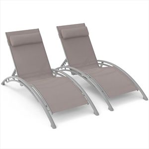 Set di 2 Sedie Reclinabili da Esterno con Schienale Regolabile e Cuscino Rimovibile, Lettini da Spiaggia per Interni/Esterni - Product Image 1