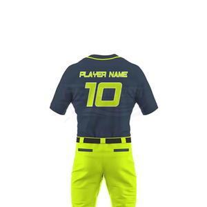 Conjunto de Camiseta de Béisbol para Hombre, Color Azul Marino y Amarillo Neón, Impresión Sublimada, Poliéster Transpirable, Manga Corta, Corte Atlético, para Todas las Temporadas, Equipo - Product Image 3