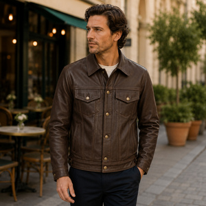Chaqueta de Motociclista de Cuero Genuino para Hombre, Estilo Vintage, Invierno, con Cuello Alto, Cierre de Cremallera, Diseño Personalizado - Product Image 6