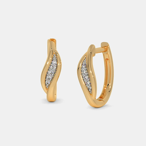 Luxury Yellow Gold Hoop <b>Earrings</b> With Round Brilliant Cut <b>Diamond</b> Channel Setting For Women Everyday Wear - Product Image 1