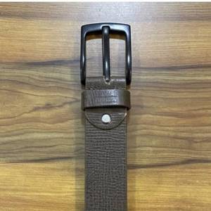 Ceinture décontractée pour homme en cuir véritable marron, boucle ardillon en cuir de vachette, durable, moulée en une seule pièce, boucle rectangulaire en fer - Product Image 1