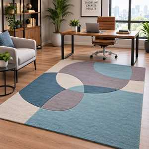 Modern Abstract Geometric <b>Hand</b> <b>Tufted</b> Wool Loop Pile Washable Area <b>Rug</b> for Living Room & Bedroom - Product Image 3