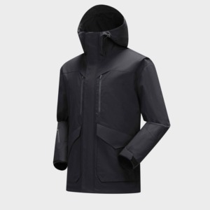 Vestes coupe-vent à capuche pour hommes, surdimensionnées, légères, en nylon imperméable, avec cordon de serrage, logo imprimé personnalisé - Product Image 2