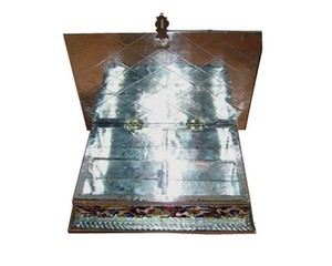 Boîte cadeau décorative en aluminium et bois, design métallique artisanal oxydé, pour fruits secs, boîtes cadeaux indiennes, demi-Meenakari - Product Image 2