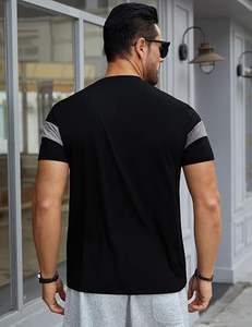 Camiseta de Manga Corta para Hombre, Cuello Redondo, Bloques de Color, Estilo Casual Básico - Product Image 3