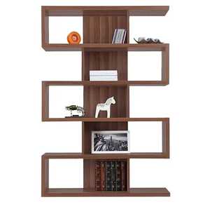 Étagère industrielle en bois à 6 niveaux en forme de S, style zigzag, pour la maison et le bureau, étagère de rangement décorative rustique, séparateur de pièce - Product Image 2