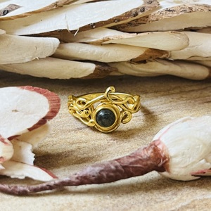 Fast Moving Vintage <b>Labradorite</b> Brass <b>Ring</b> 18k Gold Plated Boho Vine Celtic Tribal <b>Ring</b> Statement Wholesale Handmade Womens <b>Ring</b> - Product Image 1