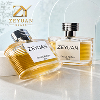 Flacon de parfum en verre à parois côtelées de luxe de 80 ml avec bouchon en alliage de zinc, emballage de parfum rectangulaire