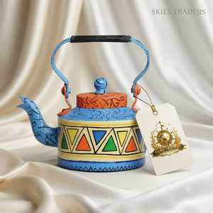 Moroccan Style Silver Embossed <b>Teapot</b> Vintage Metal <b>Tea</b> Kettle Traditional Coffee Pot - Product Image 4