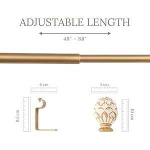 Traditional <b>Gold</b> <b>Curtain</b> <b>Pole</b> with Spherical Finial 1 Inch Diameter Elegant Design - Product Image 3