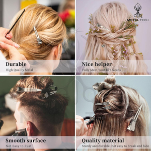 Pinces à cheveux professionnelles en métal haute tension pour la coiffure, barrettes de séparation type bec de canard, accessoires de salon de coiffure en gros - Product Image 6