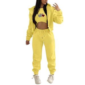Conjunto Deportivo de Sudadera con Capucha para Mujer, Estilo Deportivo, 100% Algodón, Felpa, Traje Informal, Sudadera Corta con Capucha, 2 Piezas - Product Image 6