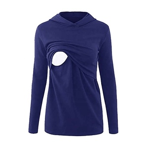 CUSTOM DESIGN WOMENS NURSING <b>HOODIE</b> PREGNANCY <b>MATERNITY</b> CLOTHING BREASTFEEDING LONG SLEEVE 100% COTTON FLEECE ECO-FRIENDLY - Product Image 4