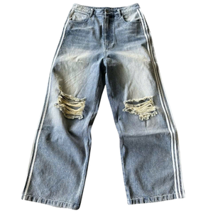 Jeans déchirés en denim pour hommes, coupe ajustée, streetwear urbain, mode OEM, prix d'usine, bas quantité minimale de commande, vente en gros - Product Image 5