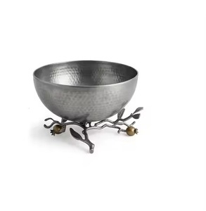 Vintage Style Food Safe 304 <b>Metal</b> <b>Bowl</b> With Grape Vine Stand Vintage Design For Decorative Use Serving <b>Bowl</b> - Product Image 2