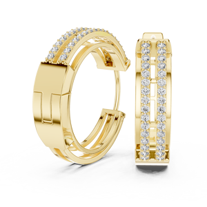 UNIQUE LAB GROWN ROUND DIAMOND <b>HUGGIE</b> EARRINGS SET IN 18KT YELLOW <b>GOLD</b> FOR DAILY USE PARTY WEAR OFFICE USE GIFTING FOR WOMEN - Product Image 4