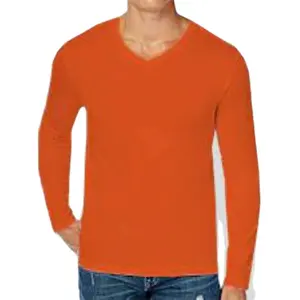 T-shirts personnalisés en coton pour hommes T-shirts à manches courtes et col en V avec couleurs personnalisées ou logo imprimé T-shirt en coton pour hommes - Product Image 1