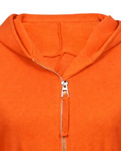 Womens Bright Orange <b>Cropped</b> <b>Zip</b> <b>Up</b> Hoodie Slim Fit Long Sleeve Casual Streetwear Cotton Fleece Sweatshirt Custom Logo Factory - Product Image 5