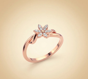 Anillo de Compromiso de Oro Premium con Diamantes Incrustados en Forma de Hoja para Mujer, Corte Marquesa de 0.35 Ct, Anillo de Diamantes con Diseño de Hoja en Oro Premium - Product Image 3