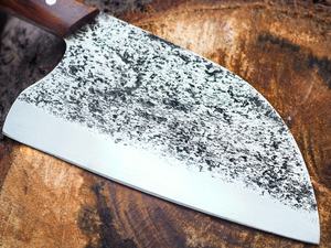 Couteau de cuisine artisanal forgé en acier inoxydable avec manche en bois de rose pour hacher la viande et les légumes, professionnel - Product Image 5