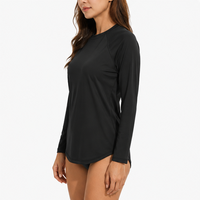 Baju Renang Wanita Ukuran Besar Model Modest Lengan Panjang dengan Bra Terpadu, Bahan Solid, Breathable, UPF 50+, Cepat Kering