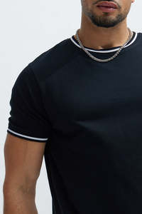 Wholesale Contrast Trim Round Neck Casual Sports Men's <b>shirts</b> Custom Logo Design 100% Cotton Slim Fit Lightweight T-<b>shirt</b> Bulk - Product Image 2