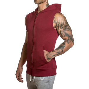 2026 Men's <b>Sleeveless</b> Hooded Zip-Up Solid Color French Terry Casual Tank Top Regular Fit Autumn Wear <b>Hoodie</b> For Online Sale - Product Image 2
