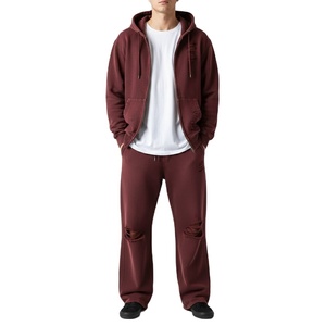 Custom Acid Wash Sweatsuit Jogging Track Suit <b>Set</b> Street wear <b>Spray</b> Wash Flare Sweatpants and Full Zip up Hoodie <b>Set</b> - Product Image 3