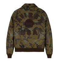 Veste en cuir Avirex personnalisée 100% haute qualité, unisexe, coupe ajustée, col rabattu, motif imperméable sur le devant, écologique, camouflage Avirex