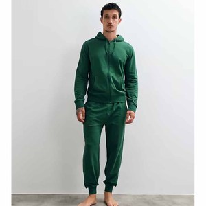Ensemble de survêtement décontracté 2 pièces en coton vert pour homme avec sweat à capuche zippé – Collection 2026 – Idéal pour la vente en gros - Product Image 4