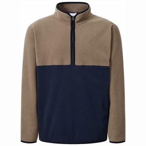 Chemise polaire décontractée pour homme 100 % polyester, zippée 1/4, manches longues, poche doublée, col montant, couleur unie, personnalisable, teinte unie - Product Image 4