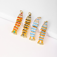 Pendentifs QIKU en émail plaqué or, motif poisson, avec strass, pour la fabrication de bijoux, à porter au quotidien pour femmes, faible MOQ