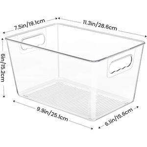 Set di 6 Contenitori Organizzatori in Plastica con Manici per Cucina, Freezer, Armadio e Bagno - Product Image 2
