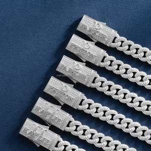 Cadena Cubana de Moissanita de Alta Calidad con Engaste de Dientes de 8mm y 10mm para Hombre, Joyería Fina de Lujo Estilo Hip Hop para Raperos - Product Image 6