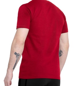 Men's Custom 100% Cotton Knitted O-Neck Front Logo Breathable Quick Dry 220g Short Sleeve Regular Fit T-<b>Shirt</b> - Product Image 3
