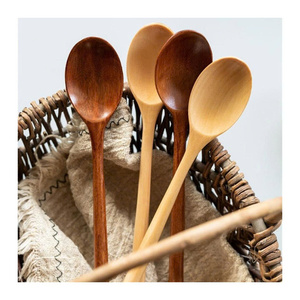 Cuchara de madera para remover, mango largo, madera natural, cuchara para café y té, hecha a mano, para cafetería, bar, latte, cóctel, venta al por mayor, Vietnam 99 GD - Product Image 4