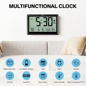 10.4 Inch Battery Operated <b>Wall</b> <b>Clock</b> with Large Display <b>Digital</b> Calendar <b>for</b> Indoor Temperature/Humidity/Date/Day - Product Image 1