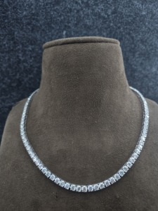 Women's Rose Gold Plated 925 <b>Silver</b> Moissanite <b>Choker</b> Necklace Brilliant Cut Channel Setting Luxury Bead Chain Everyday Wear - Product Image 3