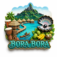 Aimant de réfrigérateur 3D en résine personnalisé, souvenir de la plage de Bora Bora, autocollant magnétique tropical