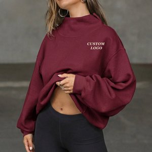 Sweat-shirt à capuche en molleton pour femme, coupe décontractée, col roulé, manches longues, broderie personnalisée, style streetwear décontracté - Product Image 1