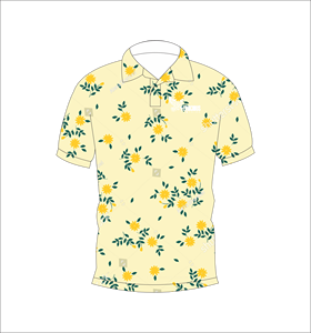 เสื้อโปโลสีเหลืองลายดอกไม้แบบกำหนดเอง เสื้อโปโลพิมพ์ลายสำหรับกอล์ฟ แขนสั้น ชุดกีฬาทีมลำลอง - Product Image 3