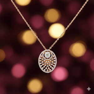 Collier pendentif ovale en dentelle avec diamant véritable Ziona en or rose 18 carats - Product Image 2