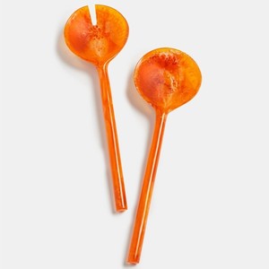 Juego de Servidores de Ensalada con Mango de Resina, Cuchara y Tenedor de Resina con Diseño de Espiral Acuática, para Uso en Cocina y Hotel por faizacraft - Product Image 1