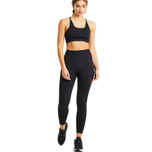 Conjunto Deportivo de 2 Piezas para Mujer, Top Corto y Leggings de Yoga de Cintura Alta, Acanalados, Sin Costuras, de Secado Rápido y Transpirables - Product Image 1