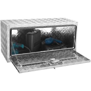 Cassetta Portaoggetti per Camion in Alluminio Resistente 91x35x40 cm con Piastra Diamantata, Chiavi e Accessori per il Controllo del Carico Resistenti all'Acqua - Product Image 2